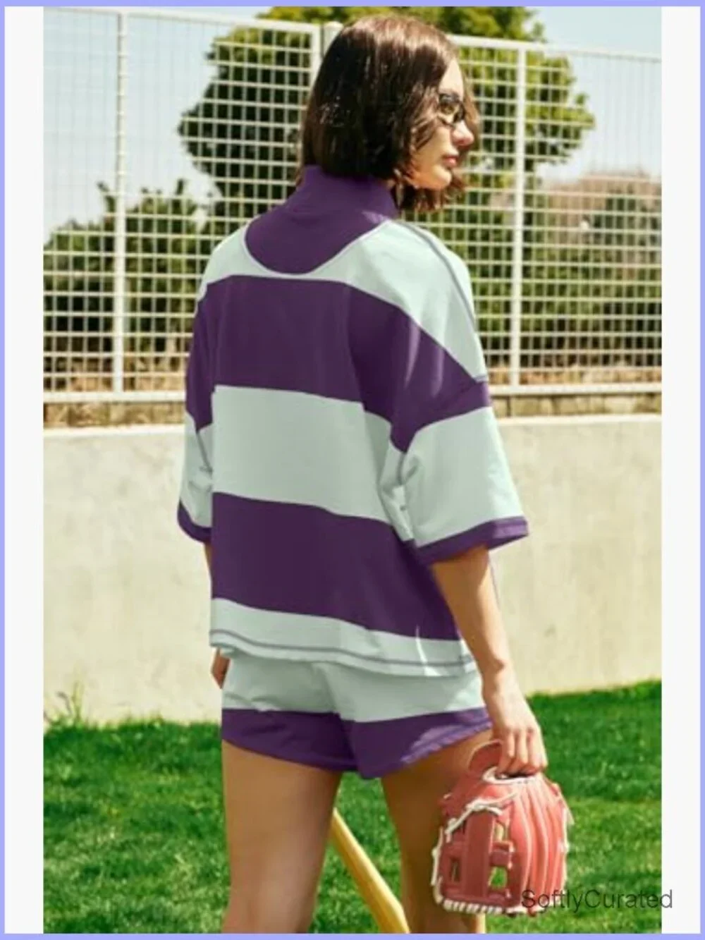 Striped 2 Piece Short Set with Pockets Workout Lounge Matching Outfit